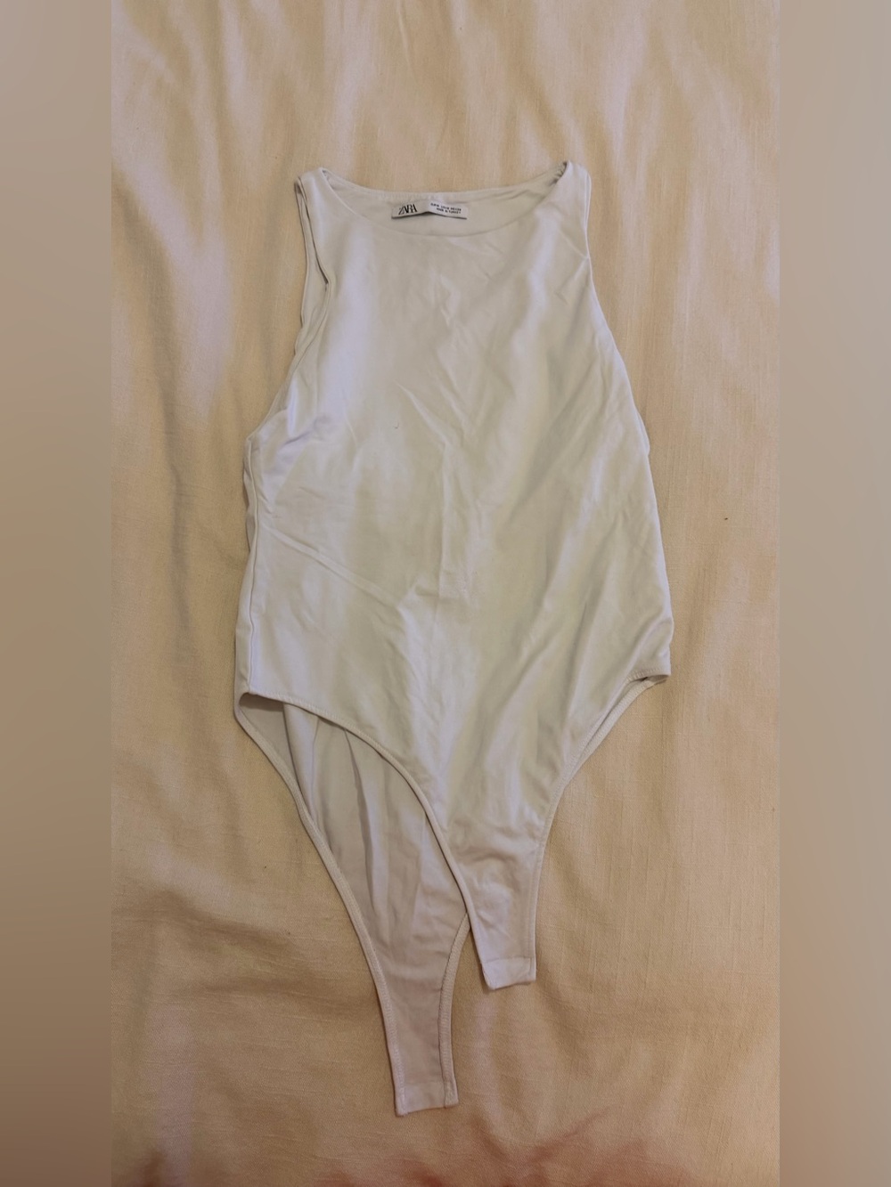 Zara White Sleeveless Square Neck Bodysuit Size M — Clean Girl Summer